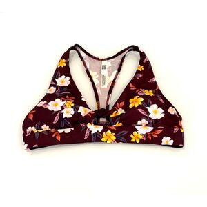 Victoria's Secret PINK Ultimate Lightly Lined Sports Bra Size L Burgundy Floral